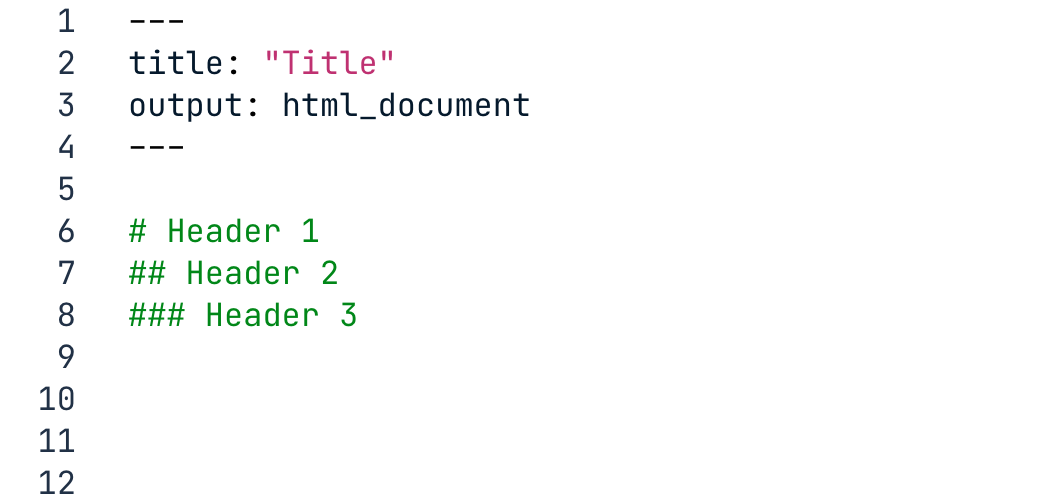 Markdown file with section headers