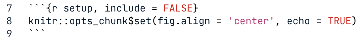 Setting figure alignment globally in the setup code chunk