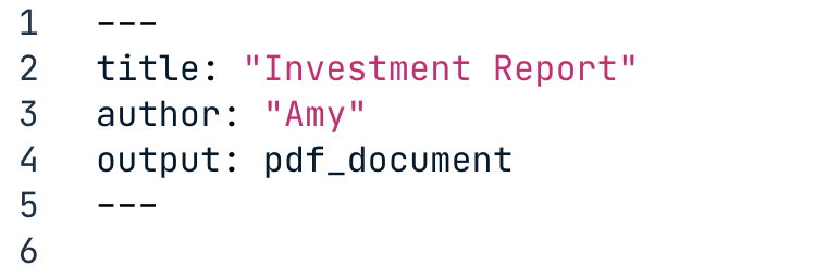 Markdown file with title, author, and PDF specified in YAML header