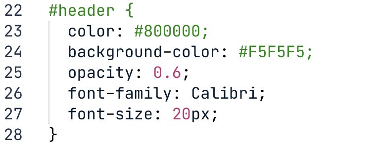 Modifying the header style
