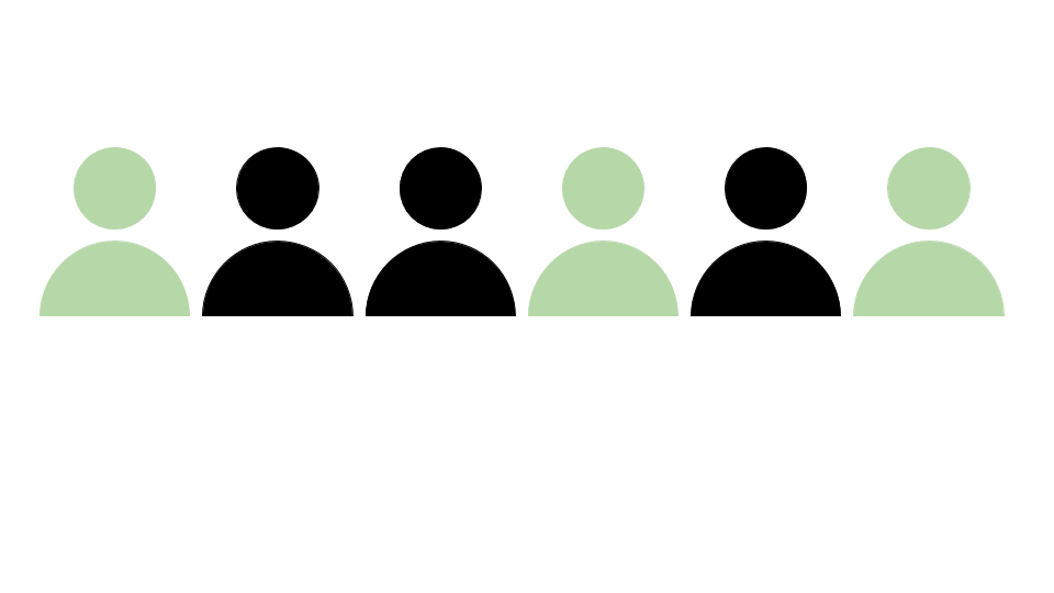 two groups of people mixed
