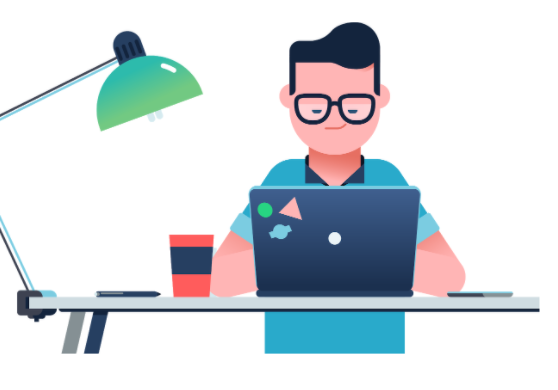 Cloud engineer working on computer