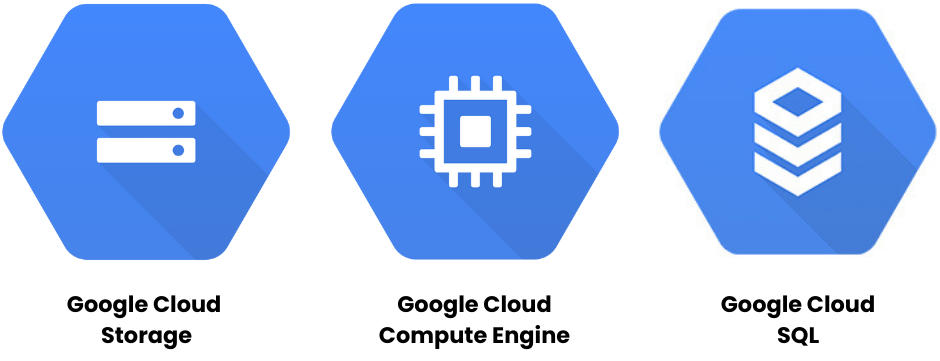 Three logos for Google Cloud services