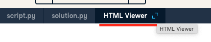 A screenshot of the top of a dash coding exercise that has been run, highlighting the button used to expand the HTML output so the app can be viewed in full screen.