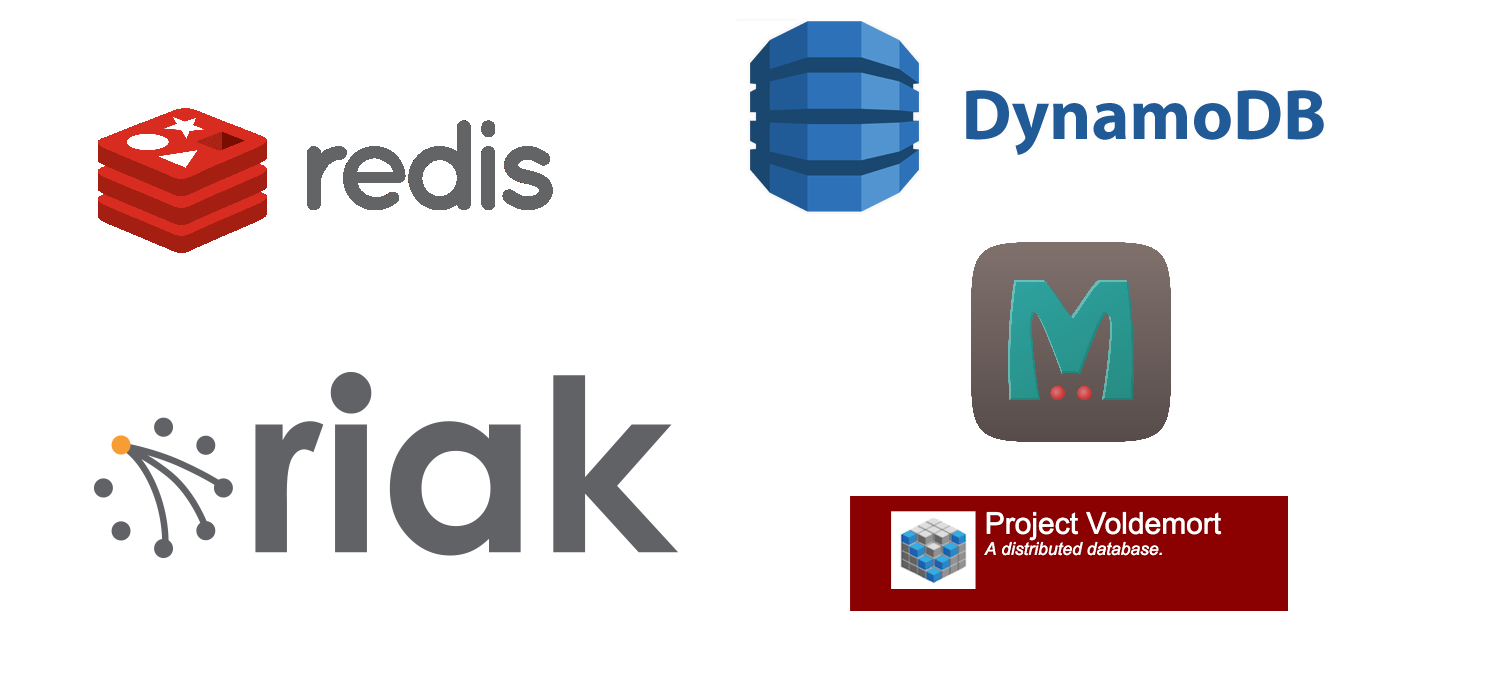 Logos of some popular key-value databases.