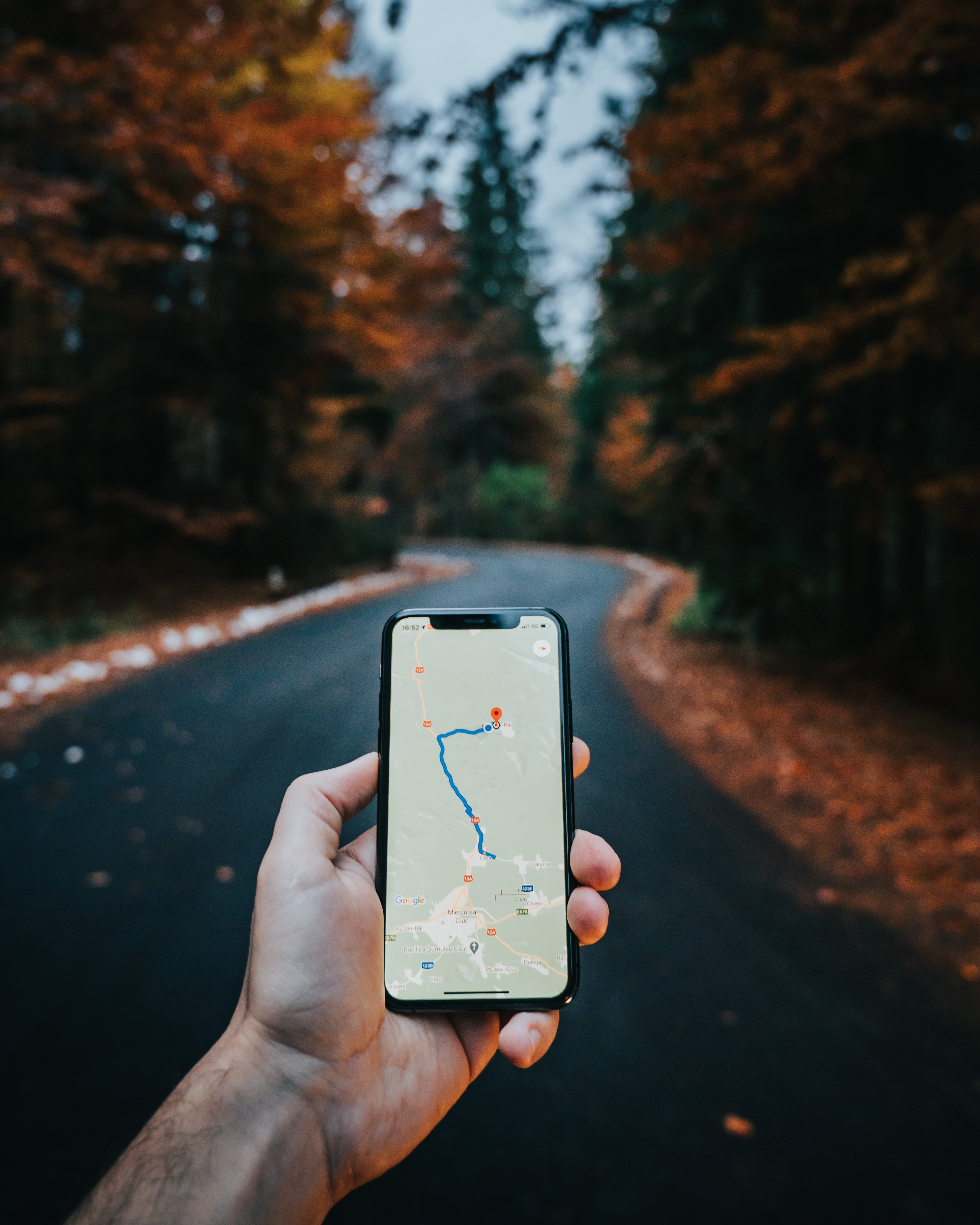 Image of a route displayed in a smartphone.