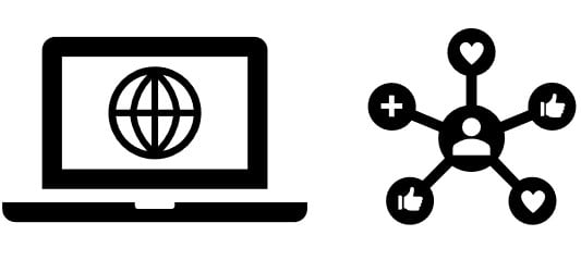 laptop and social media icons