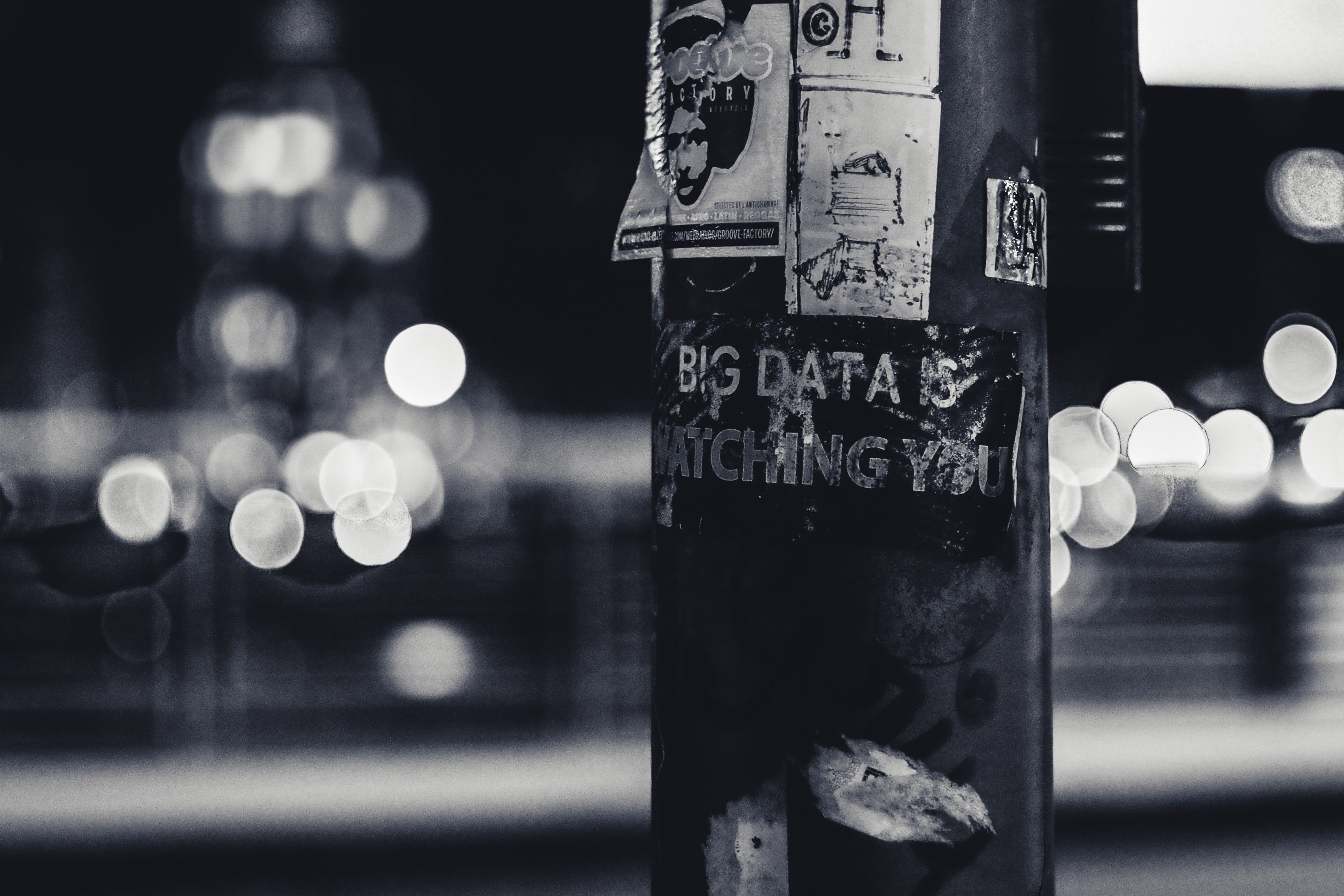 sign saying "big data is watching you"