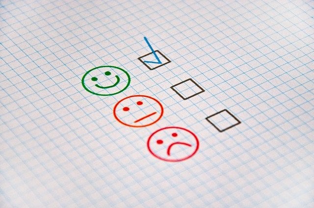 image showing happy, neutral, and sad face with checkboxes