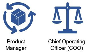 icons listing Product Manager and Chief Operating Officer