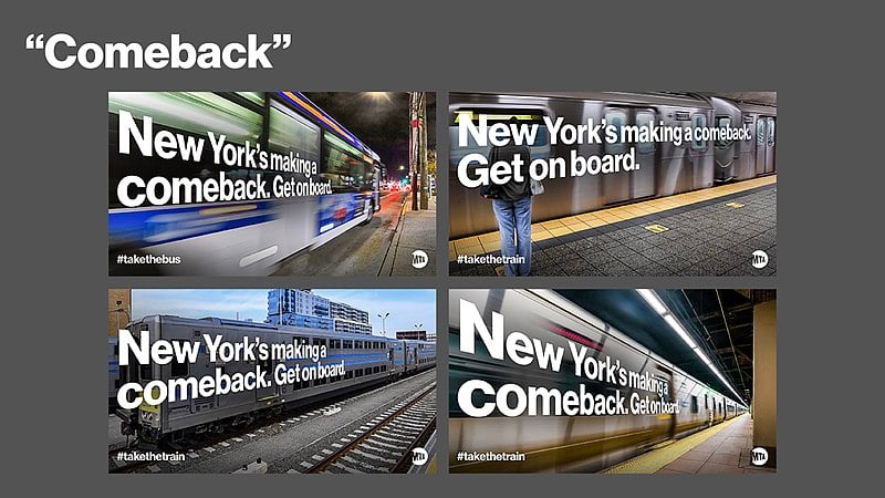 images of various public transportation ads