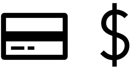 credit card and dollar sign icons
