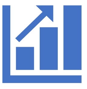 icon of trend increasing with upward arrow