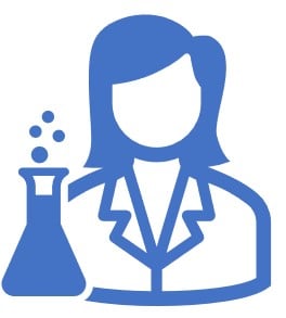 icon of woman with beaker and lab coat