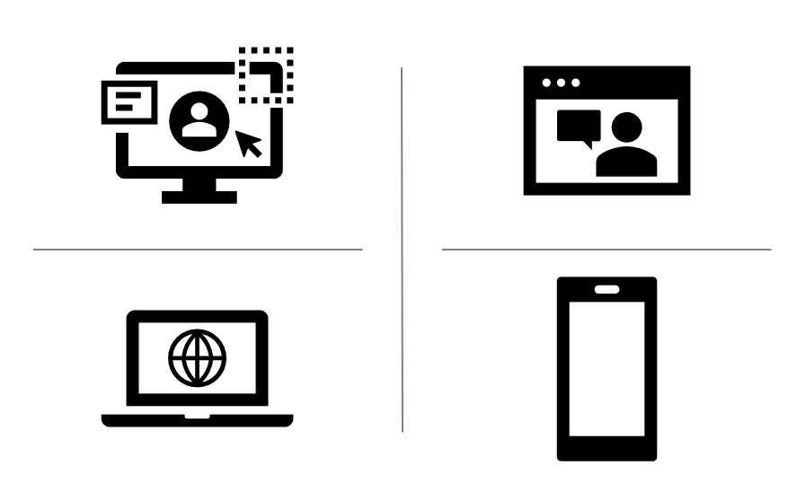 icons for different devices like mobile, laptop, and desktop