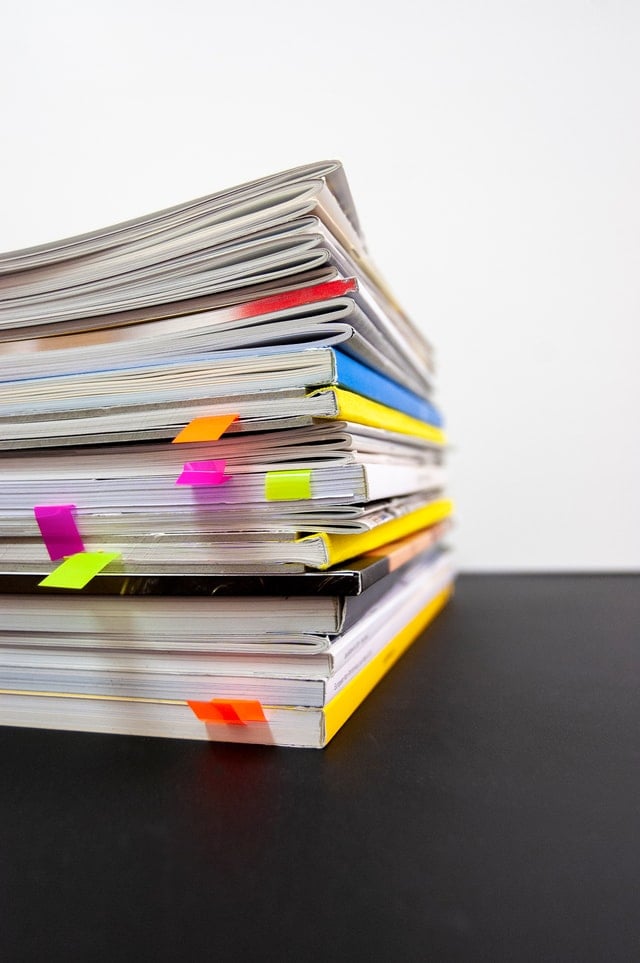 Notebooks piled up