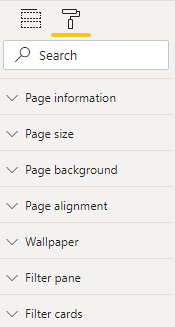Power BI report page options.