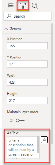 Setting the alt text for a screen reader.