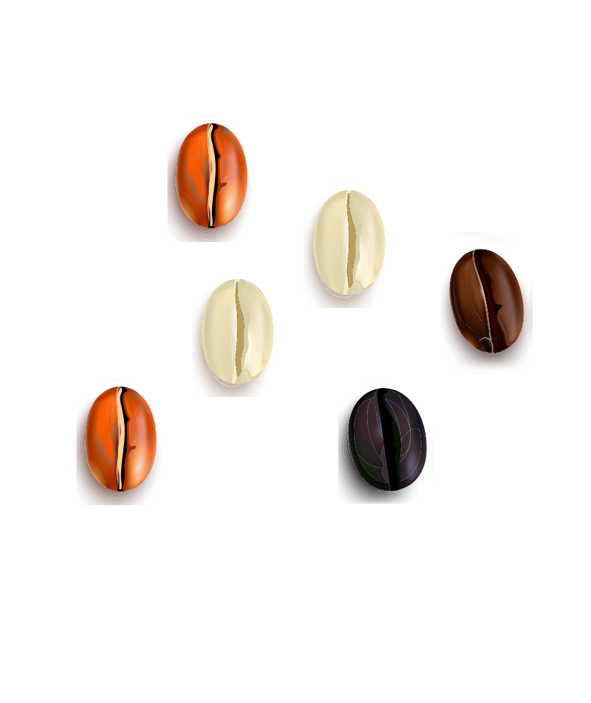 A random sample of coffee beans, some of which are duplicates.