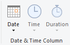 A screen shot showing the date transformation option in Power Query