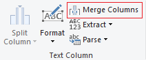 A screen shot of Power Query showing the Merge Columns transformation