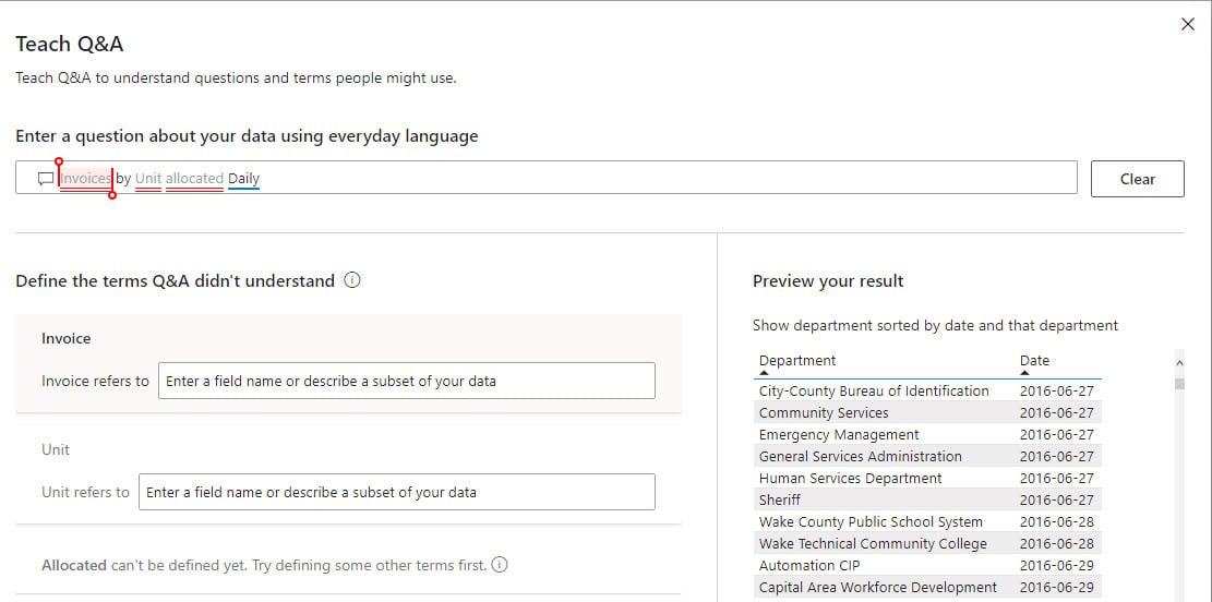 Adding new terms via the Teach Q&A functionality