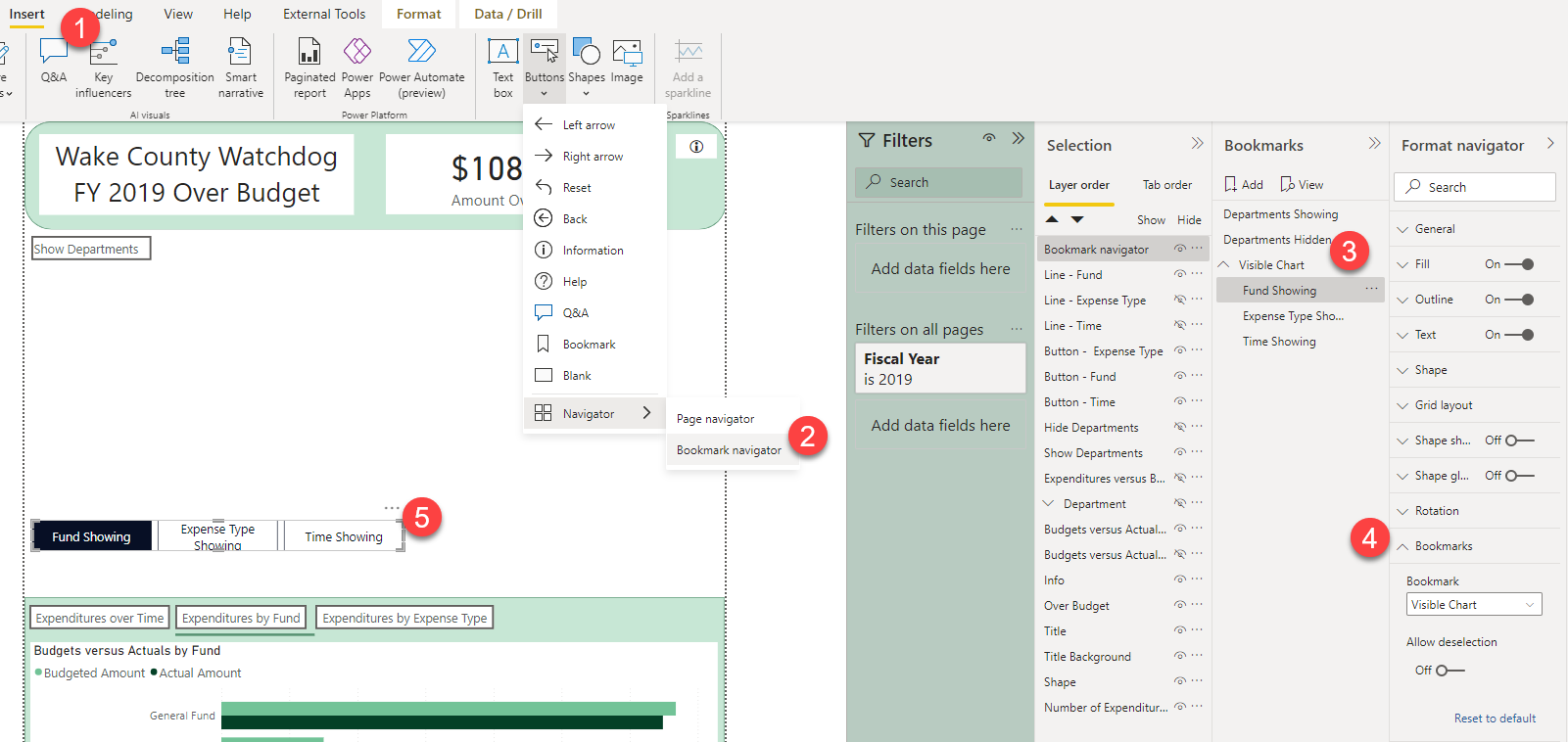 The bookmark navigator in action