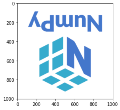 NumPy logo with the first and second axis flipped but not the third; colors are the same as the original