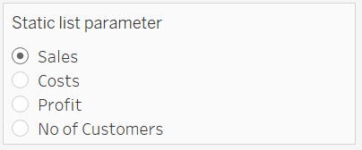 A visual of a static list parameter