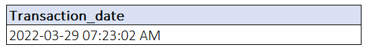 A table with transaction date record based on a UTC timestamp