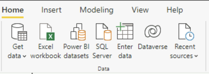 Data section in Power BI Desktop Home ribbon
