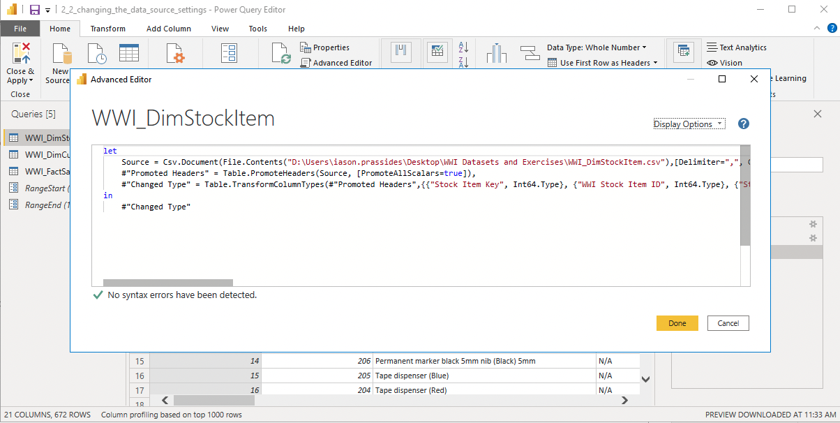 M Language in Advanced Editor