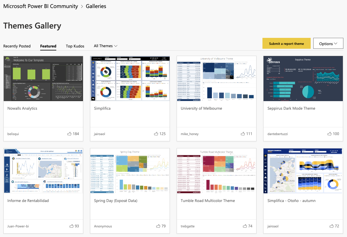 The Themes Gallery allows you to see examples others have created.