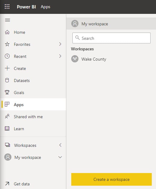 Reviewing available workspaces for a user
