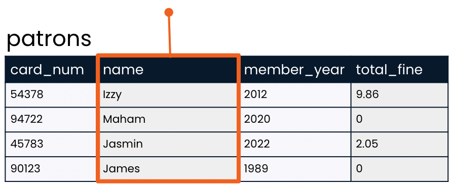 SELECT the name field