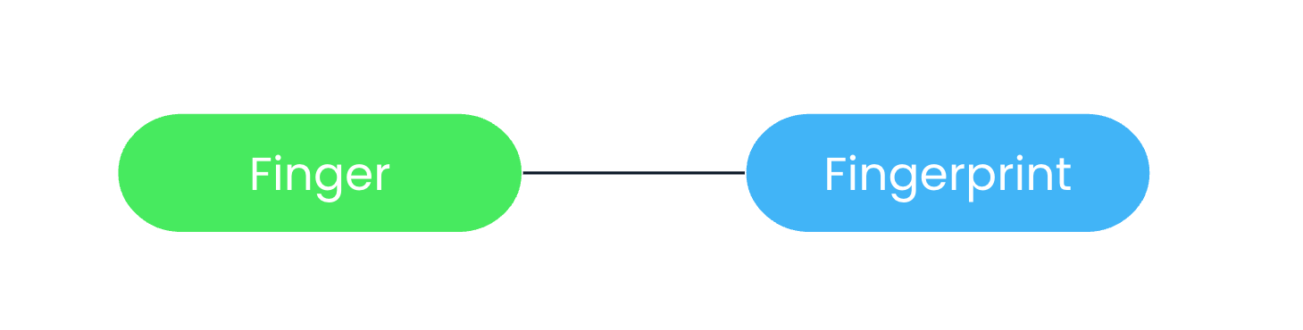 A diagram showing that one fingerprint can only be associated with one traveler.