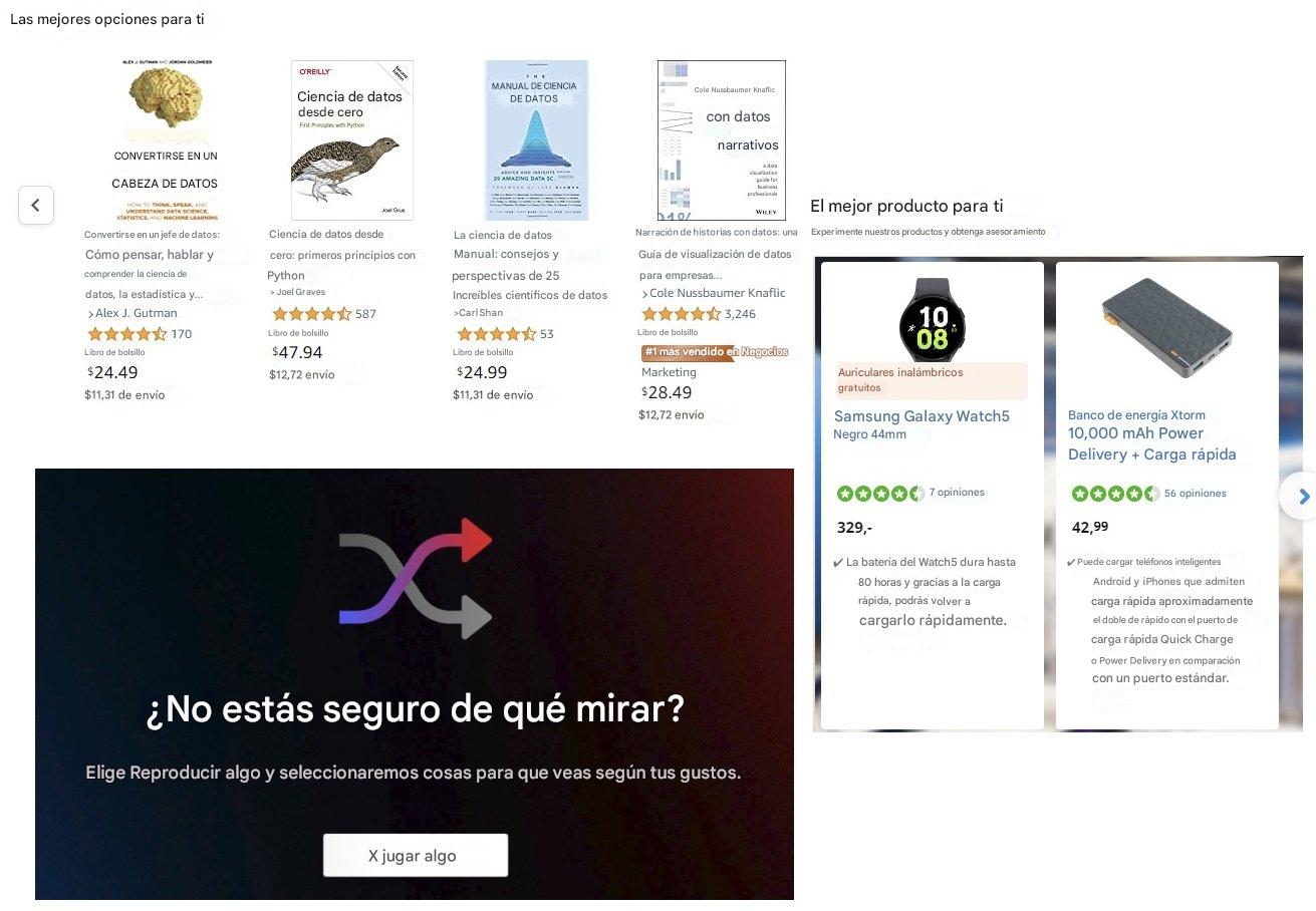 Ejemplos de motores de recomendación