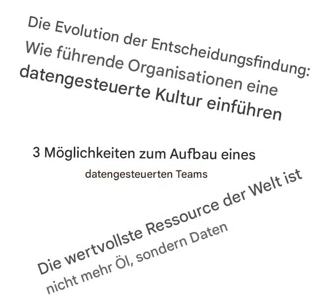 Schlagzeilen über Datenorientierung