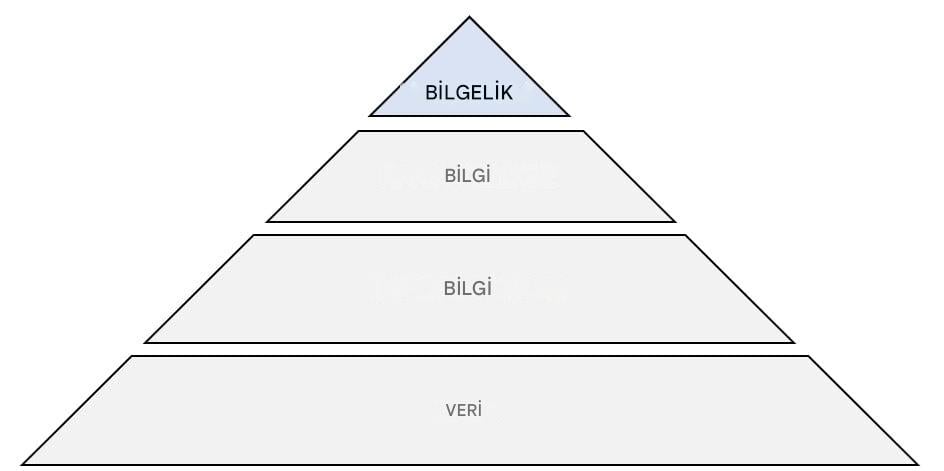 Bilgelik basamağı vurgulanmış DIKW piramit diyagramı