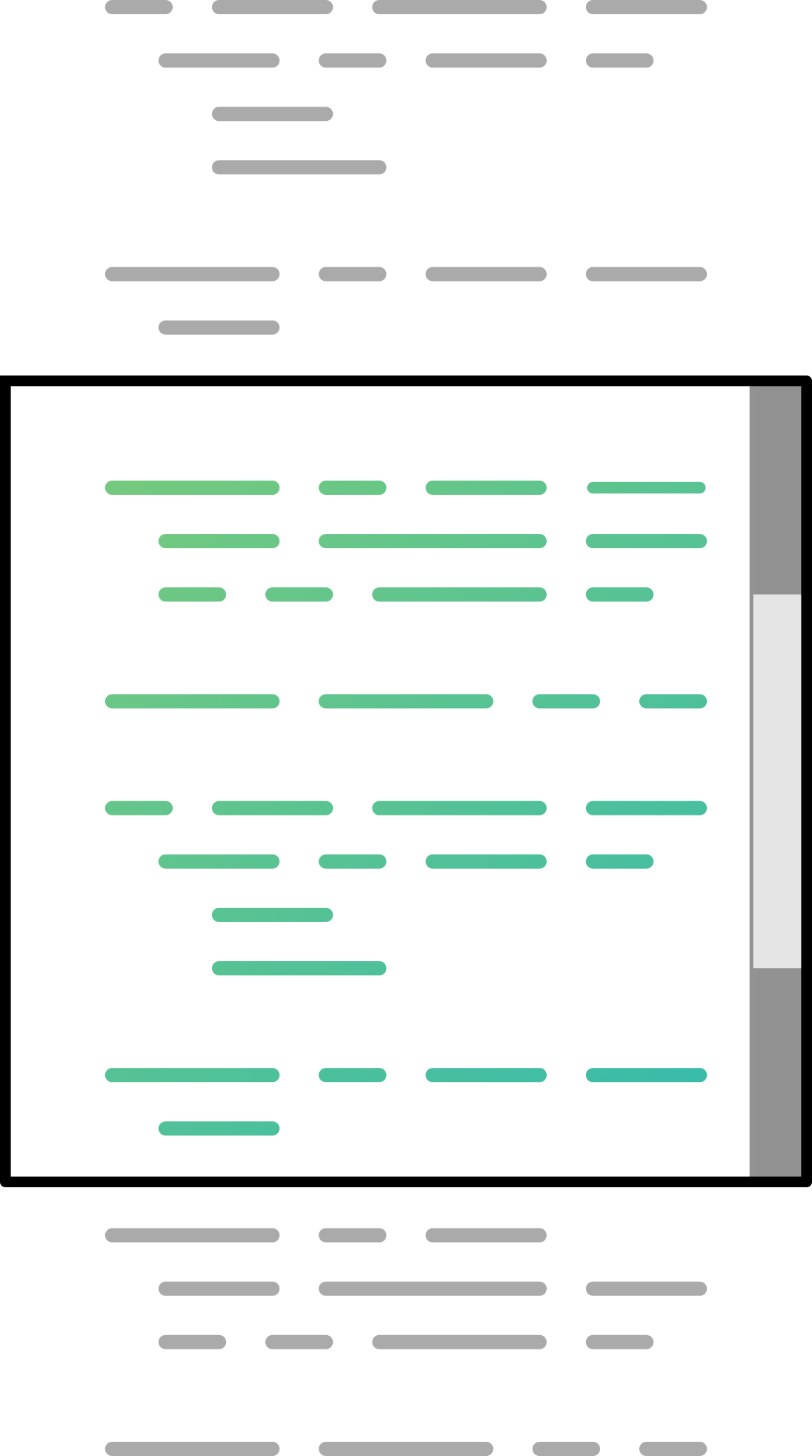 Conceptual analogy highlighting the similarities between a time series window and the scroll bar on a computer monitor.