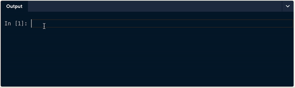 A gif showing an example of using the console. The number one is types into the console and the same number is printed to console.