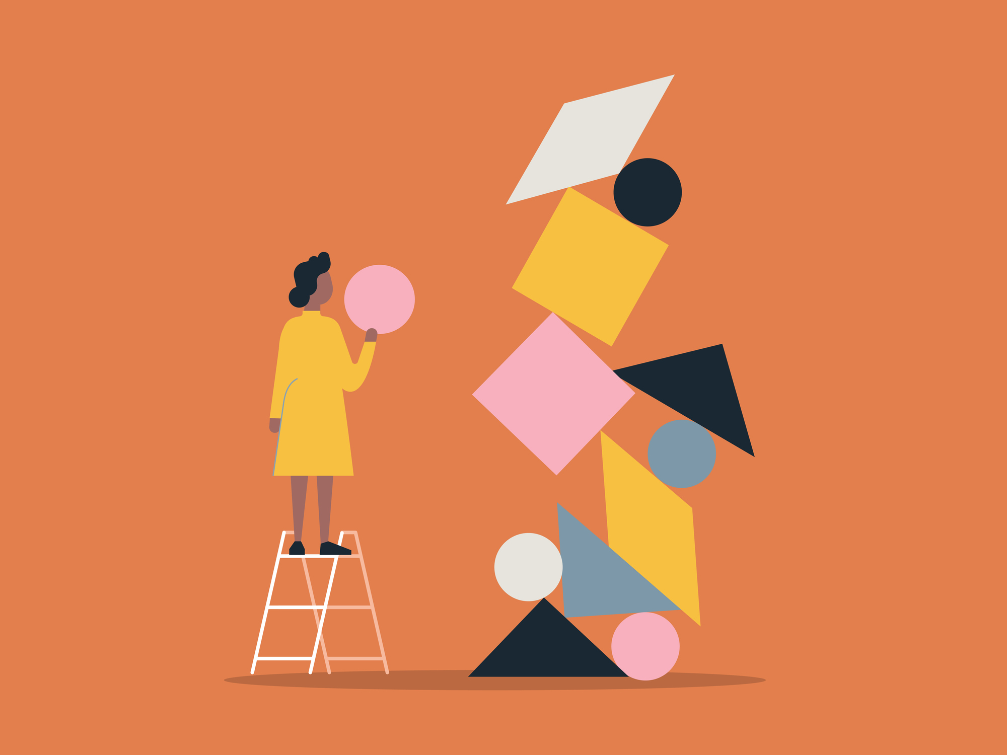 Persona construyendo formas con bloques