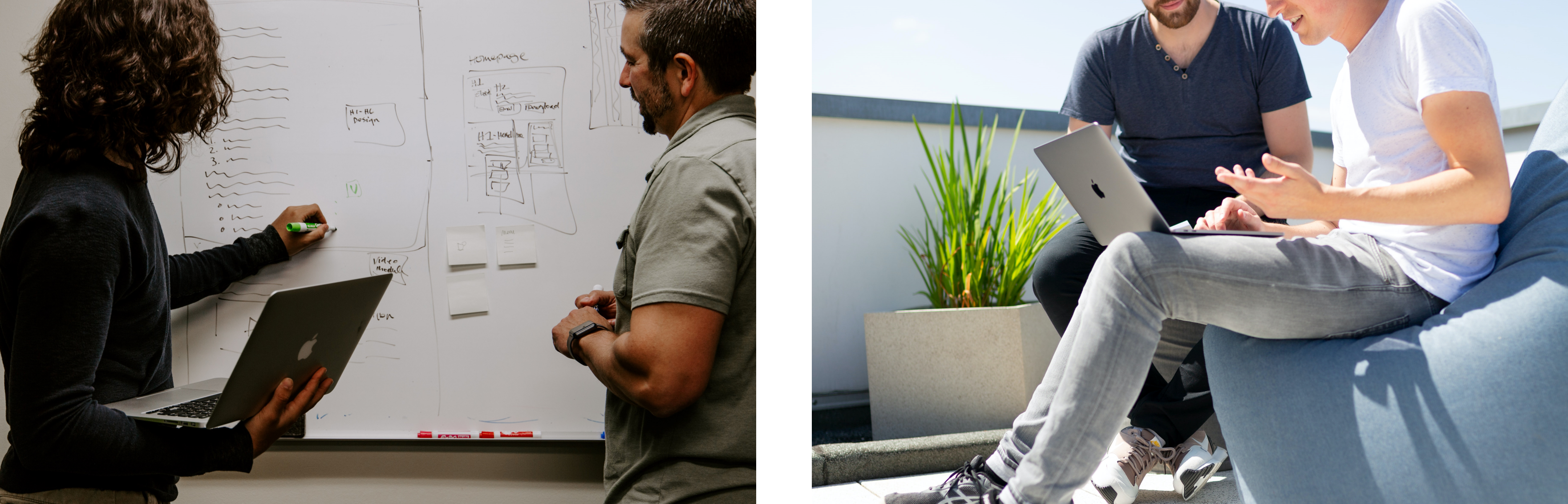 Two pictures to illustrate discussing data with stakeholders