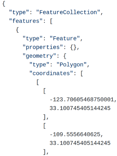 Example of lat/long coordinates on the map
