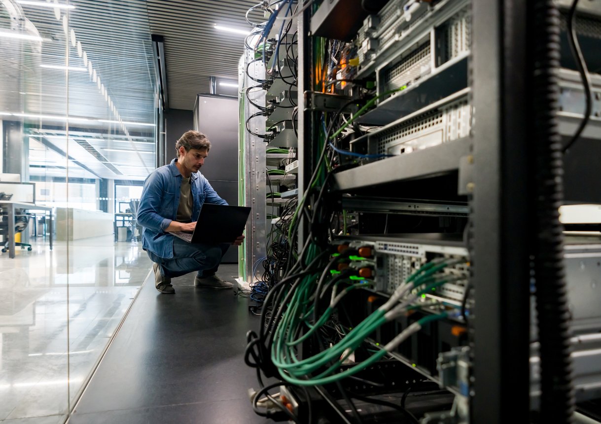 Technician maintaining the infrastructure