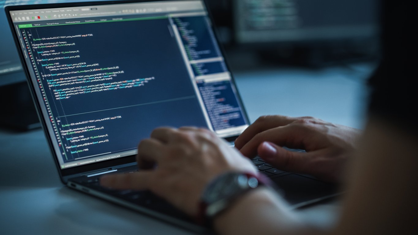 A human writing code