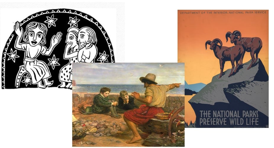 Collage of photos from story books