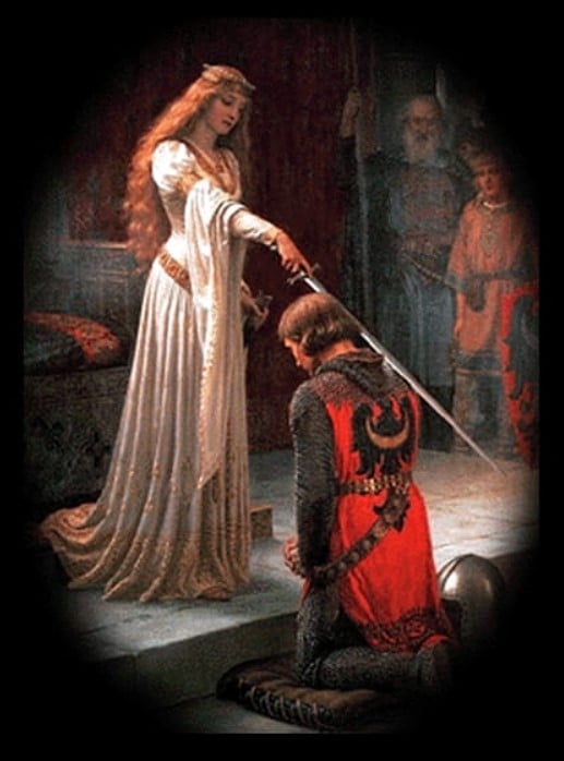 Princess rewarding a knight for bravery