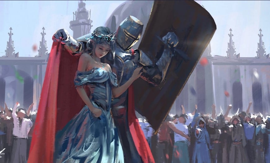 Knight protecting a princess