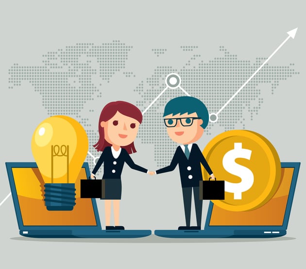 Two business people shaking hands to demonstrate sponsorship of an idea